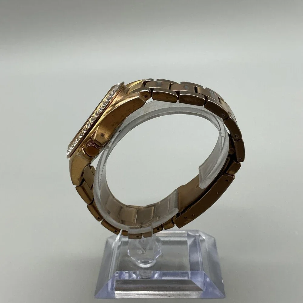 Fossil Womens Watch 38mm Rose Gold Tone Dial Crystal Bezel New Battery 6.75